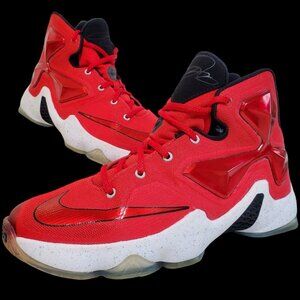 Nike LeBron XIII GS Athletic Shoes 6Y US Red Logo High Top Basketball Sneakers